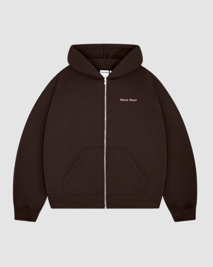HOODIE DOUBLE ZIP BROWN
