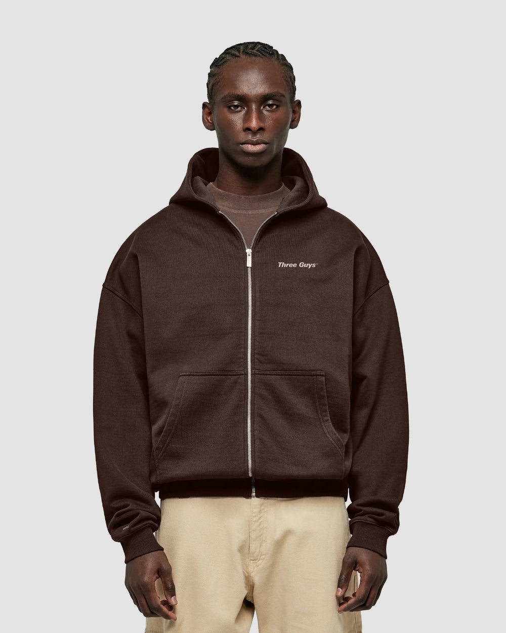HOODIE DOUBLE ZIP BROWN