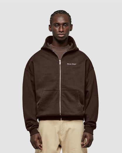 HOODIE DOUBLE ZIP BROWN
